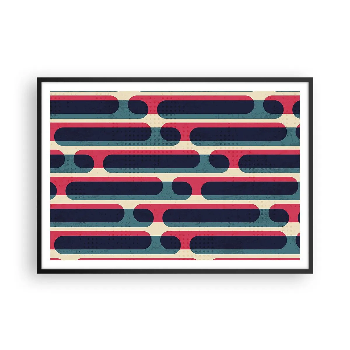 Poster in einem schwarzem Rahmen - Geometrisches Retro-Muster mit Pastellfarben - 100x70cm - In die Tiefe und vorwärts - Moderne Wanddekoration für Wohnzimmer und Schlafzimmer ARTTOR