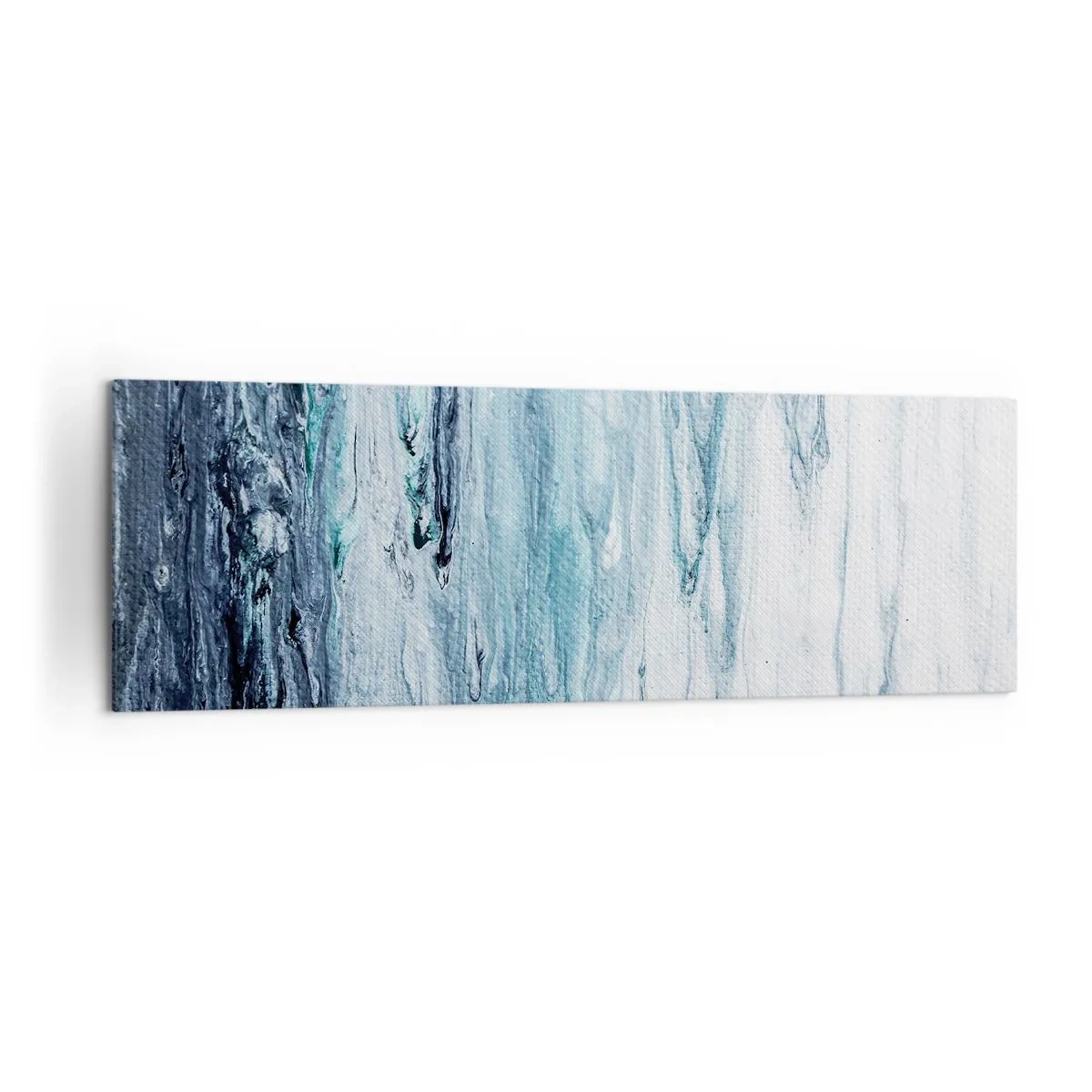 Bild auf Leinwand - Leinwandbild - Abstrakte blaue und weiße Streifen ähneln Eiszapfen - 160x50cm - Blaue Eiszapfen - Moderne Wanddekoration für Wohnzimmer und Schlafzimmer ARTTOR