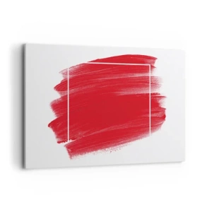 Bild auf Leinwand - Leinwandbild - Roter Pinselstrich mit weißem Rand - 100x70cm - Aus dem Rahmen - Moderne Wanddekoration für Wohnzimmer und Schlafzimmer ARTTOR
