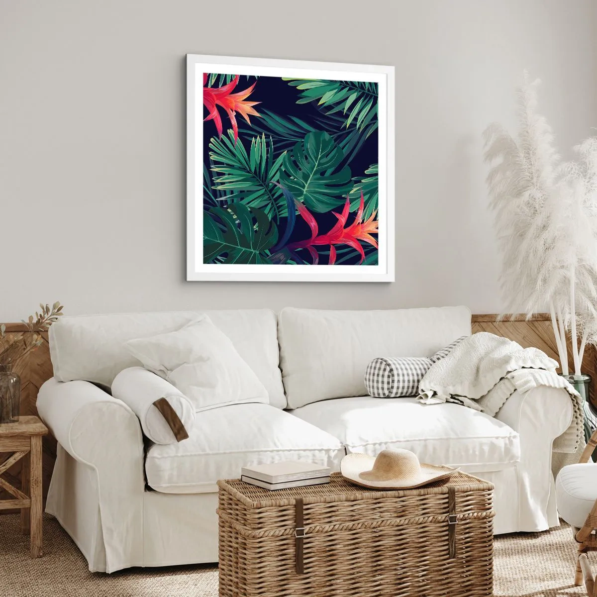 Poster in einem weißen Rahmen - Im Grünen in Flammen gehen - 40x40 cm