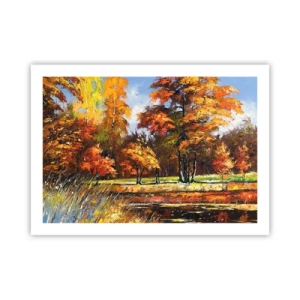 Poster - Landschaft in Gold und Bronze - 70x50 cm