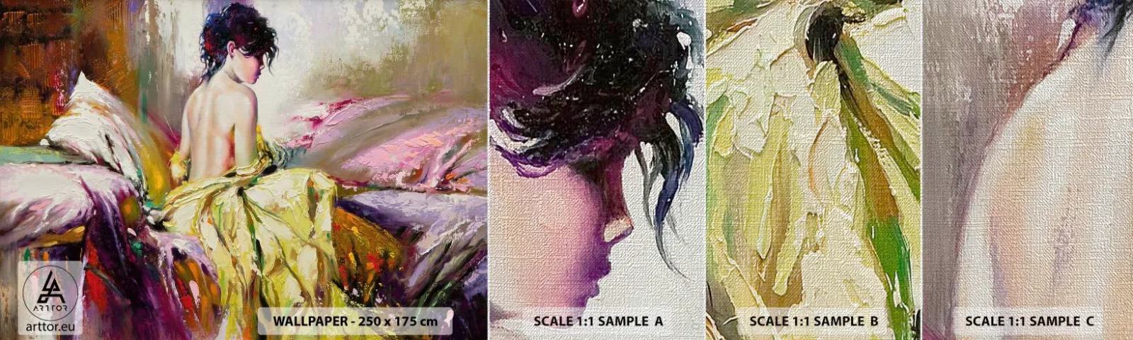 Fototapeten Muster Premium Canvas - Zwischen den Lippen und dem Rand der Tasse - Frau, Körper, Stück - 100x30 cm