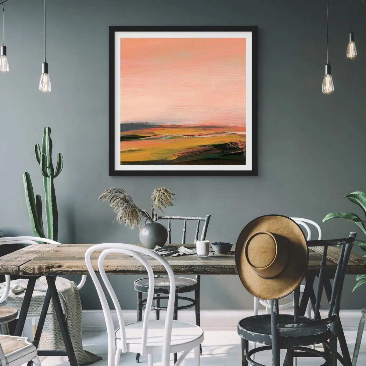 Poster in einem schwarzem Rahmen - In Rosatönen - 30x30 cm