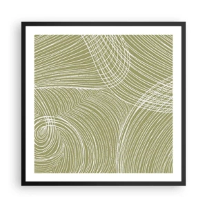 Poster in einem schwarzem Rahmen - Komplizierte Abstraktion in Weiß - 60x60 cm