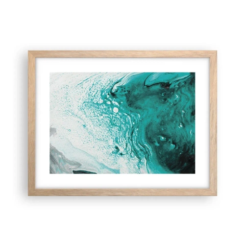 Poster in einem Rahmen aus heller Eiche - Verschmelzen in Weiß und Türkis - 40x30 cm