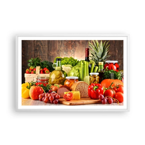 Poster in einem weißen Rahmen - Geräuchert, gebacken und eingelegt - 91x61 cm