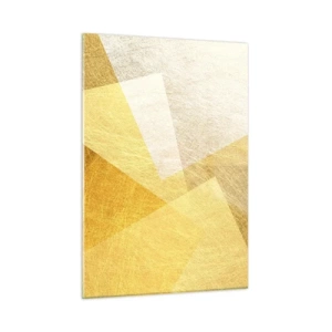 Glasbild - Bild auf glas - Goldene geometrische Formen mit einer metallischen und leichten Textur - 50x70cm - Geometriewetter - Moderne Wanddekoration für Wohnzimmer und Schlafzimmer ARTTOR