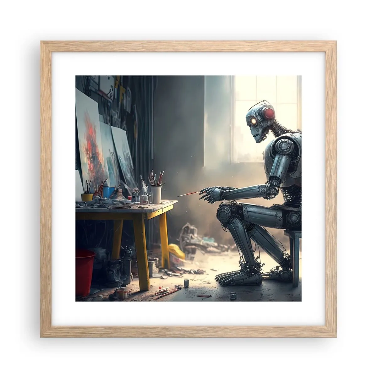 Poster in einem Rahmen aus heller Eiche - Schöpfungsakt - 40x40 cm