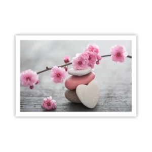 Poster - Glückseligkeit mit einer Kirschblüte - 91x61 cm