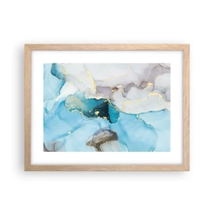 Poster in einem Rahmen aus heller Eiche - Eine Studie über das Zusammentreffen von Grau und Türkis - 40x30 cm