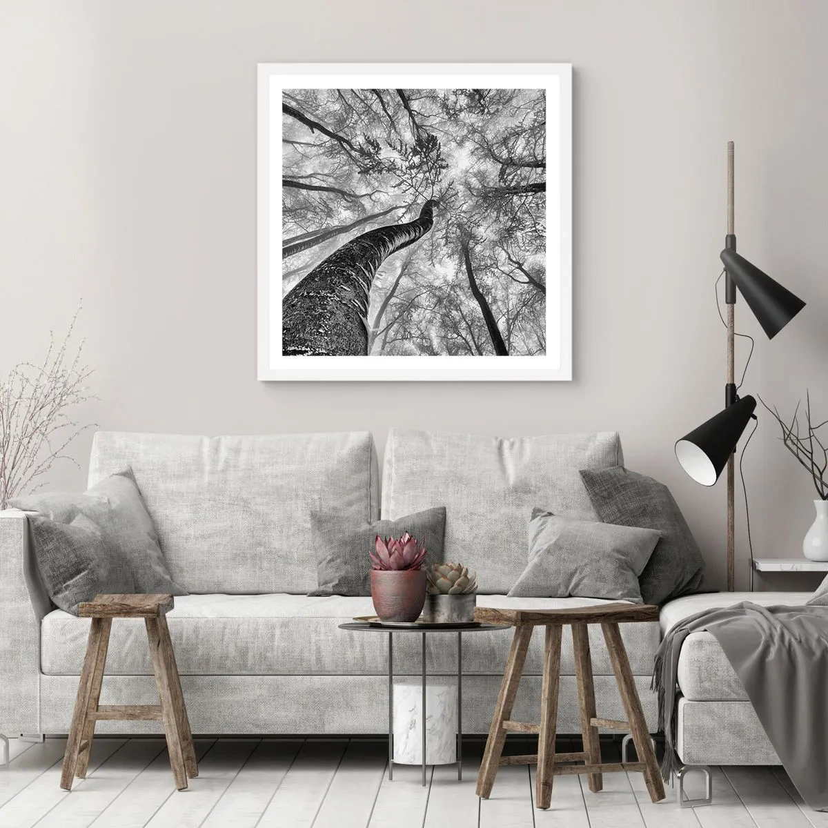 Poster in einem weißen Rahmen - Rennen zum Licht - 50x50 cm