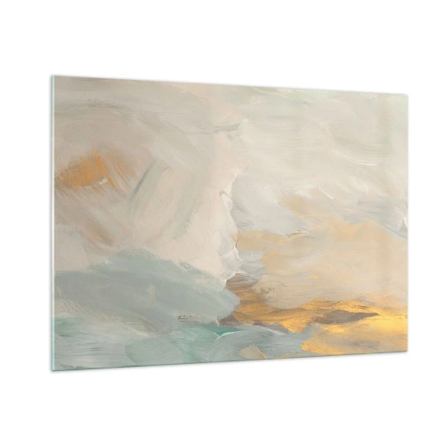 Glasbild - Bild auf glas - Helle Abstraktion mit zarten Pinselstrichen - 100x70cm - Abstraktion – das Land der Sanftheit - Moderne Wanddekoration für Wohnzimmer und Schlafzimmer ARTTOR