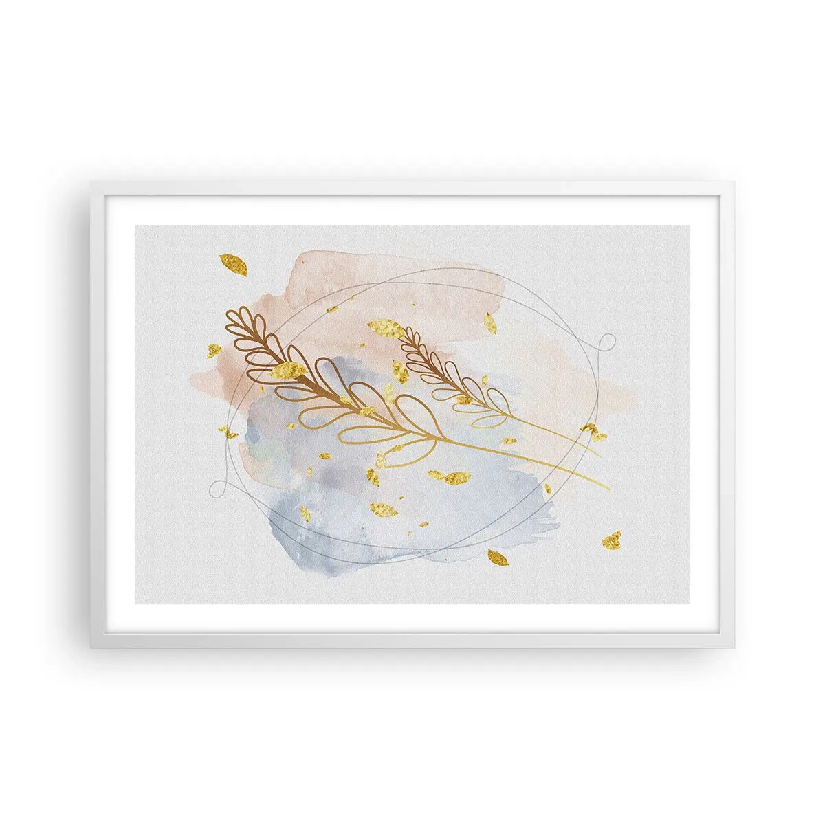 Poster in einem weißen Rahmen - Goldenr Hauch - 70x50 cm