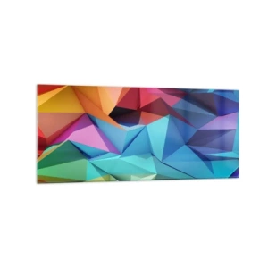 Glasbild - Bild auf glas - Bunte geometrische Abstraktion in lebendigen Farben - 120x50cm - Regenbogen-Origami - Moderne Wanddekoration für Wohnzimmer und Schlafzimmer ARTTOR