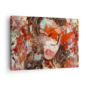 Bild auf Leinwand - Leinwandbild - Abstraktes Frauenporträt in intensiven Farben - 70x50cm - Niemand weiß, was du wirklich bist - Moderne Wanddekoration für Wohnzimmer und Schlafzimmer ARTTOR