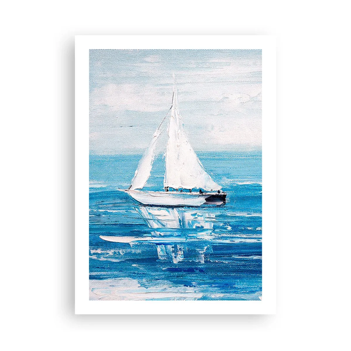 Poster - Eine Yacht auf dem Meer in Blautönen - 50x70cm - Mit Freund an der Seite - Moderne Wanddekoration für Wohnzimmer und Schlafzimmer ARTTOR
