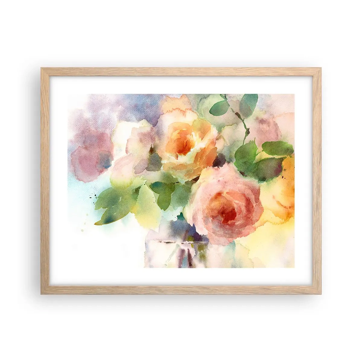 Poster in einem Rahmen aus heller Eiche - Zart wie Aquarell - 50x40 cm