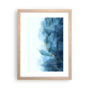 Poster in einem Rahmen aus heller Eiche - Blau im Gold - 30x40 cm