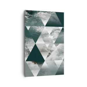 Bild auf Leinwand - Leinwandbild - Geometrisches Muster mit Wellenmotiv in Grüntönen - 80x120cm - Kristallperspektive - Moderne Wanddekoration für Wohnzimmer und Schlafzimmer ARTTOR