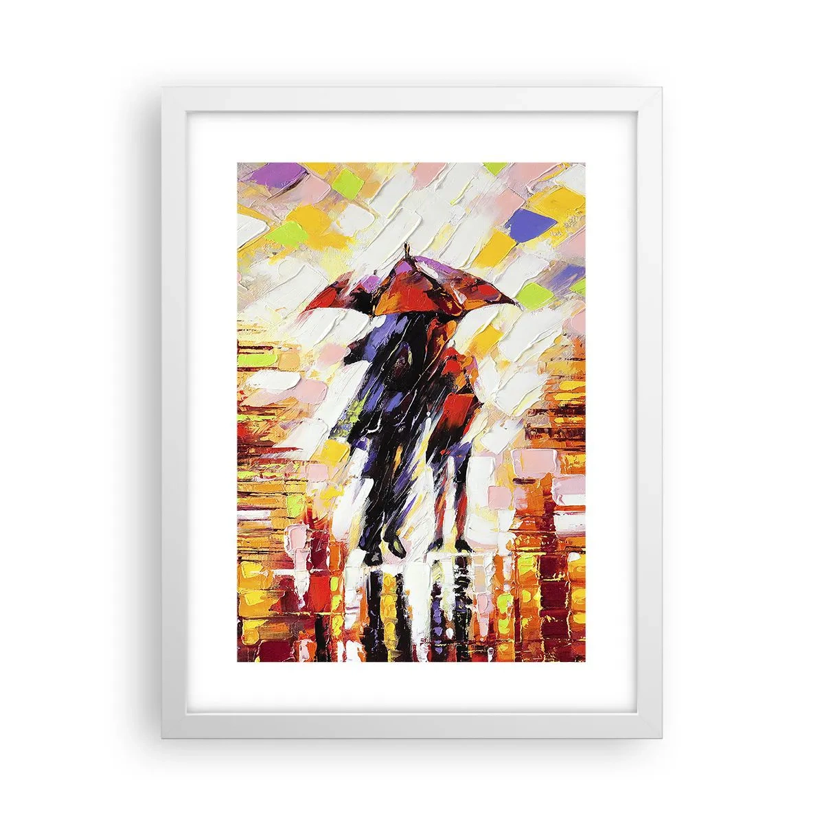 Poster in einem weißen Rahmen - Gemeinsam durch die Nacht und den Regen - 30x40 cm