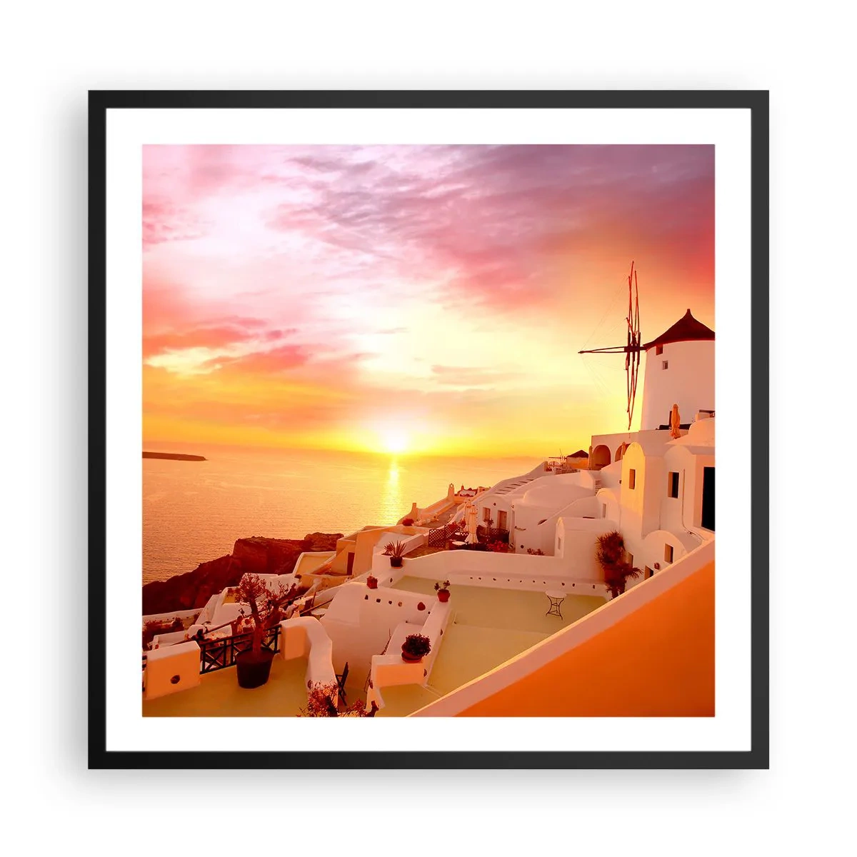 Poster in einem schwarzem Rahmen - In Weiß und Gold schmelzen - 60x60 cm