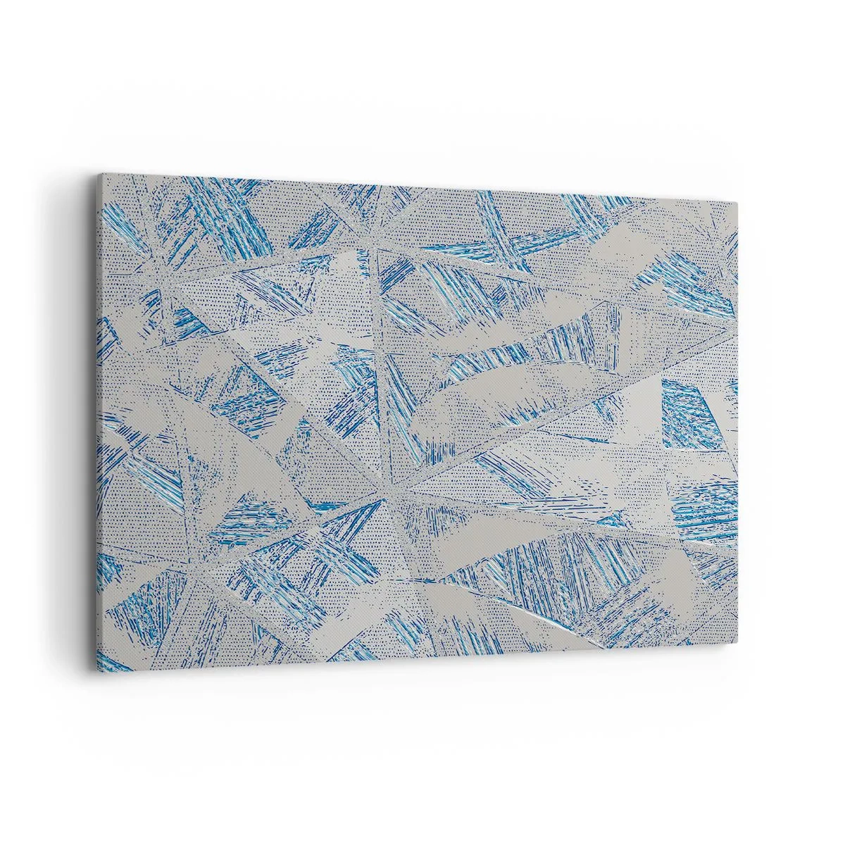 Bild auf Leinwand - Leinwandbild - Geometrische Muster in Blau- und Grautönen - 100x70cm - In einem blaugrauen Labyrinth - Moderne Wanddekoration für Wohnzimmer und Schlafzimmer ARTTOR