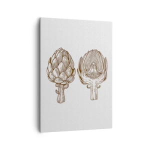 Bild auf Leinwand - Leinwandbild - Vintage Kunstzeichnung einer Artischocke - 50x70cm - Anatomie-Lektion - Moderne Wanddekoration für Wohnzimmer und Schlafzimmer ARTTOR