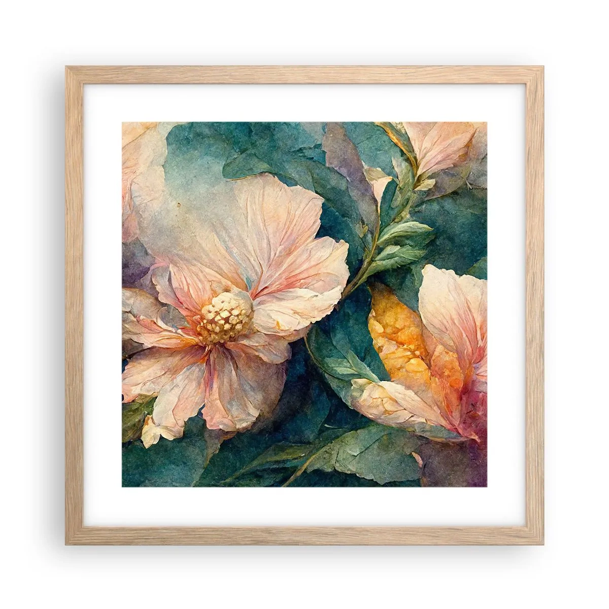 Poster in einem Rahmen aus heller Eiche - Pure Subtilität - 40x40 cm