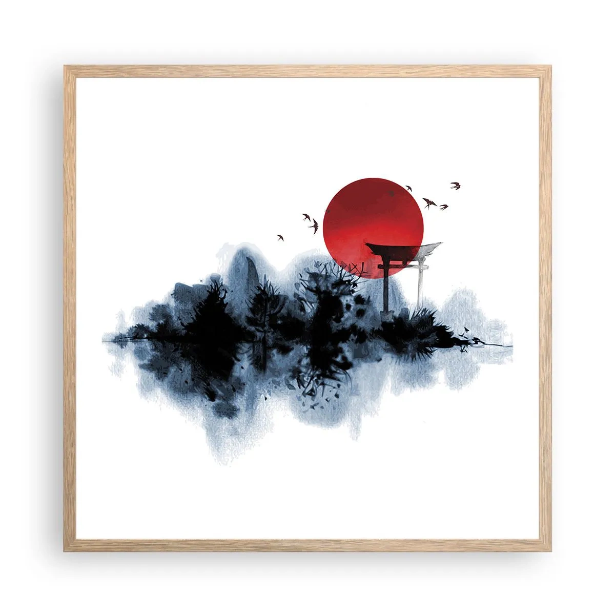 Poster in einem Rahmen aus heller Eiche - Japanische Sicht - 60x60 cm