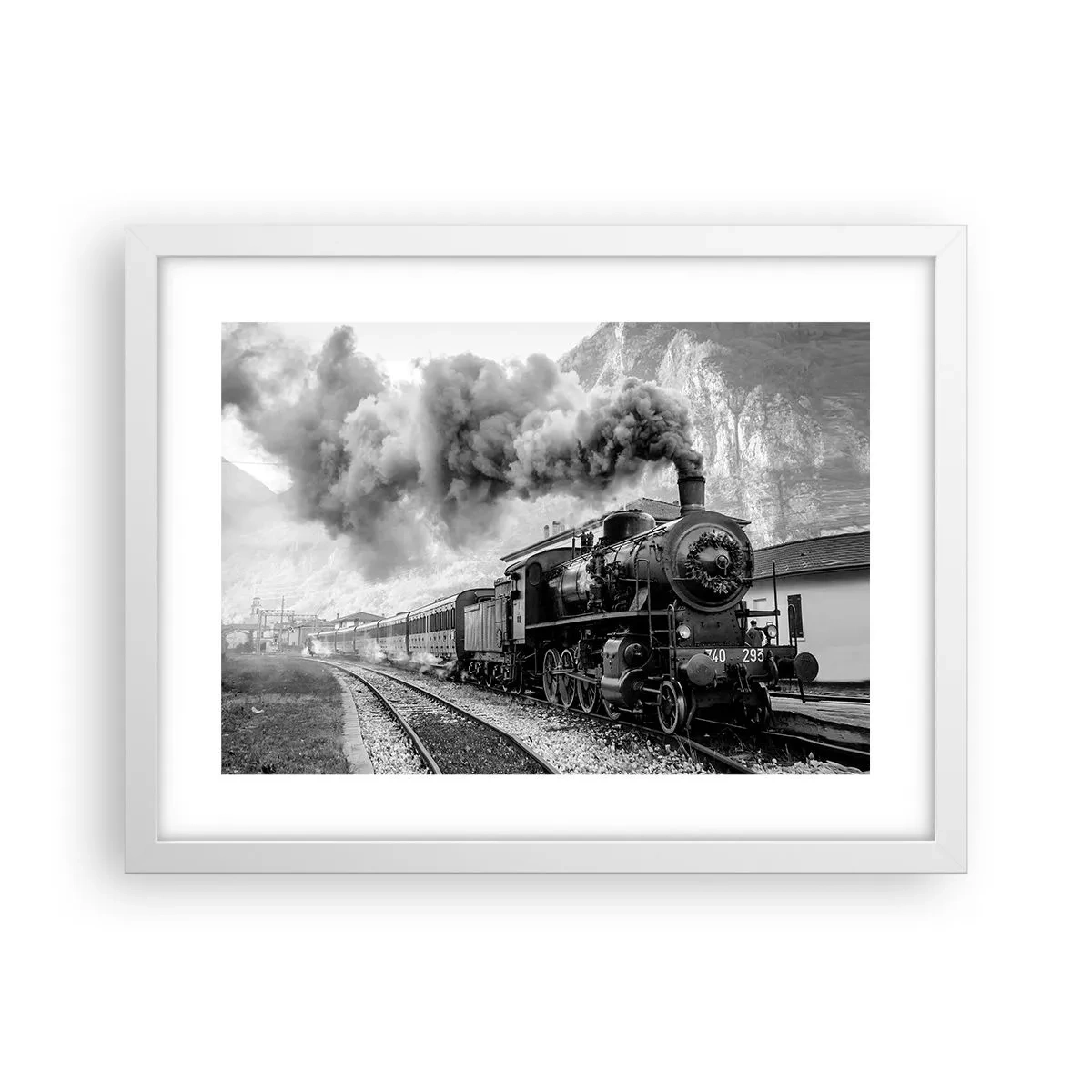 Poster in einem weißen Rahmen - Steht am Bahnhof ... - 40x30 cm