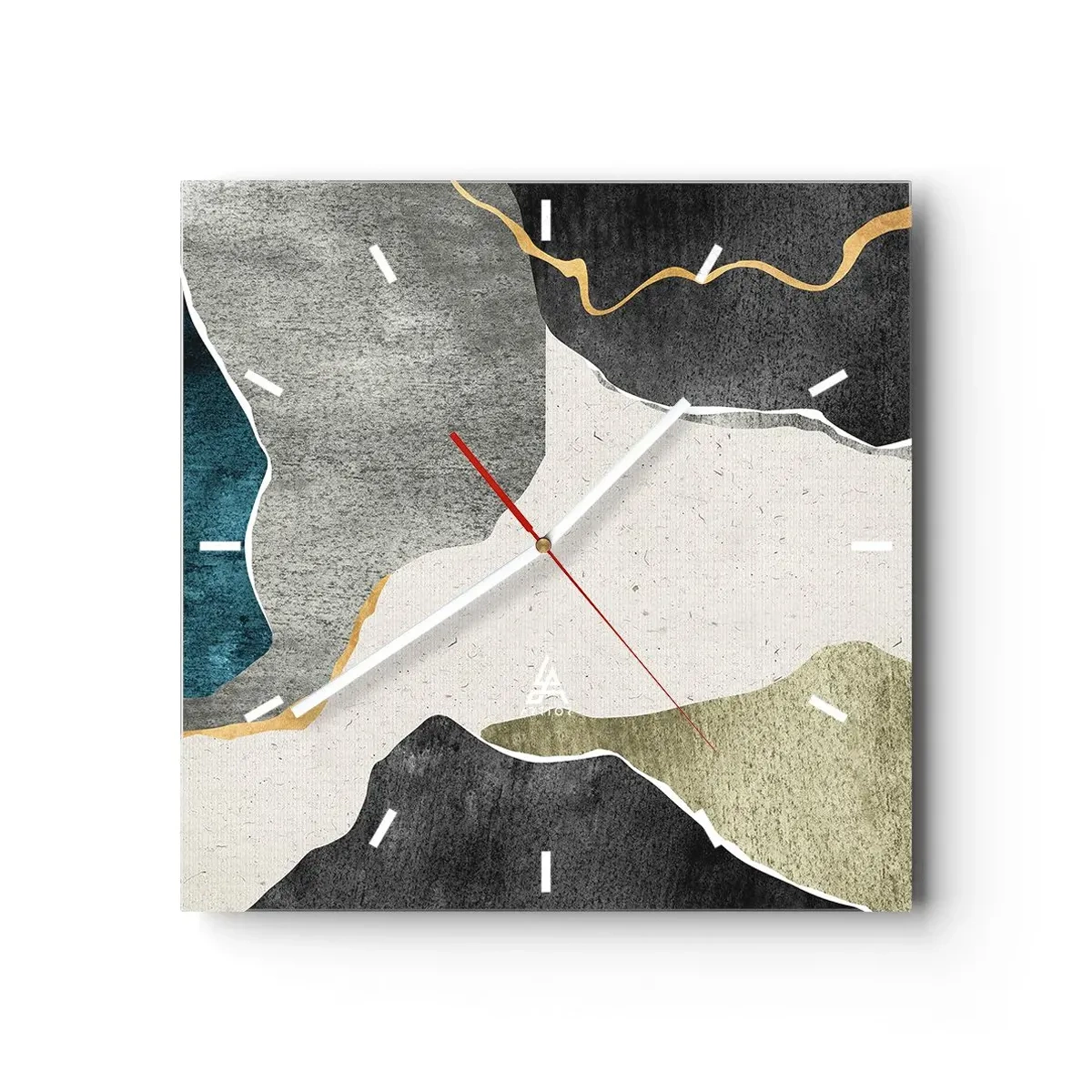 Wanduhr - Glasuhr - Mosaikkomposition mit Goldfaden - 40x40 cm