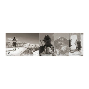 Fototapeten Muster Premium Sand - Und die Berge bleiben unverändert - Landschaft, Berge, Skifahrer - 100x30 cm