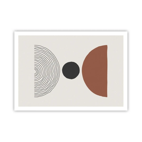 Poster - Abstrakte geometrische Figuren in warmen Farben - 100x70cm - Das Zentrum der Aufmerksamkeit - Moderne Wanddekoration für Wohnzimmer und Schlafzimmer ARTTOR