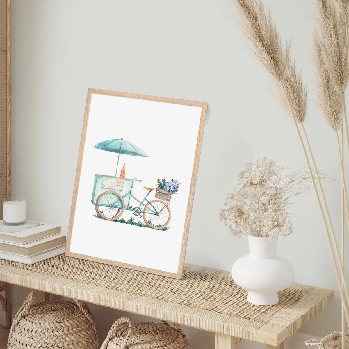 Poster in einem Rahmen aus heller Eiche - Süße Erinnerung an den Sommer - 50x70 cm