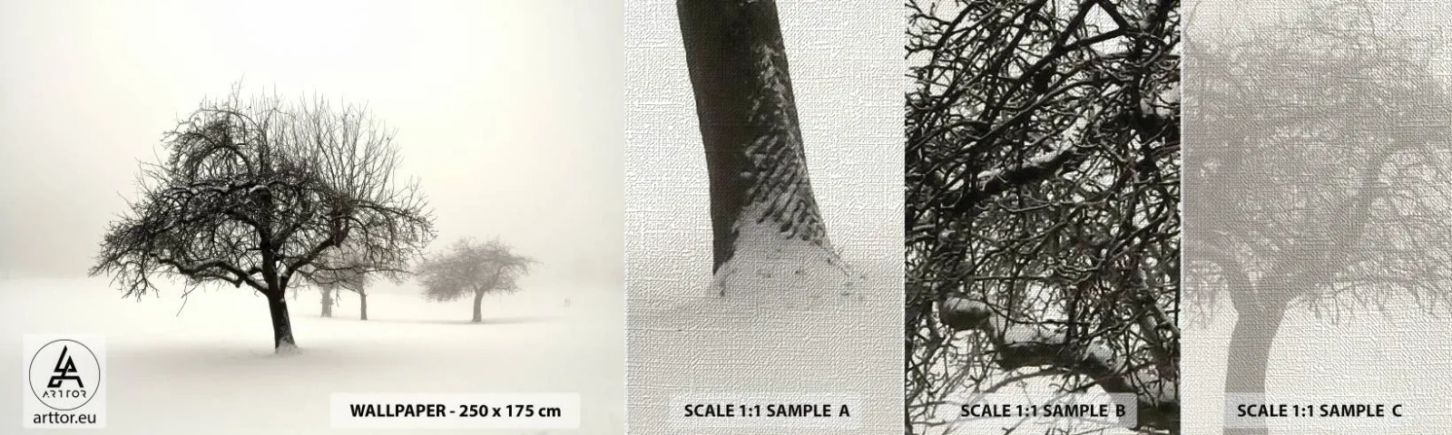 Fototapeten Muster Premium Canvas - Winterschlaf - Grafik, Baum, Natur - 100x30 cm