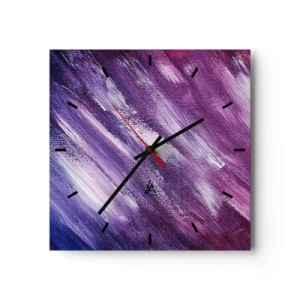 Wanduhr - Glasuhr - Abstrakte Pinselstriche in Lila- und Rosatönen - 30x30cm - Wenn der sonnige Wind weht - Moderne Wanddekoration für Wohnzimmer und Schlafzimmer ARTTOR