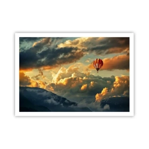 Poster - Ein Ballon vor dem Hintergrund dramatischer Wolken - 100x70cm - Ich fliege, weil ich es will - Moderne Wanddekoration für Wohnzimmer und Schlafzimmer ARTTOR