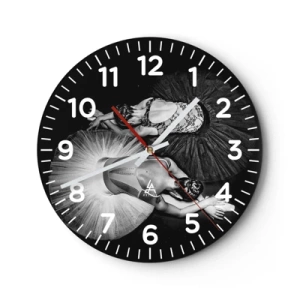Wanduhr - Glasuhr - Jin und Jang – perfekte Balance - 30x30 cm