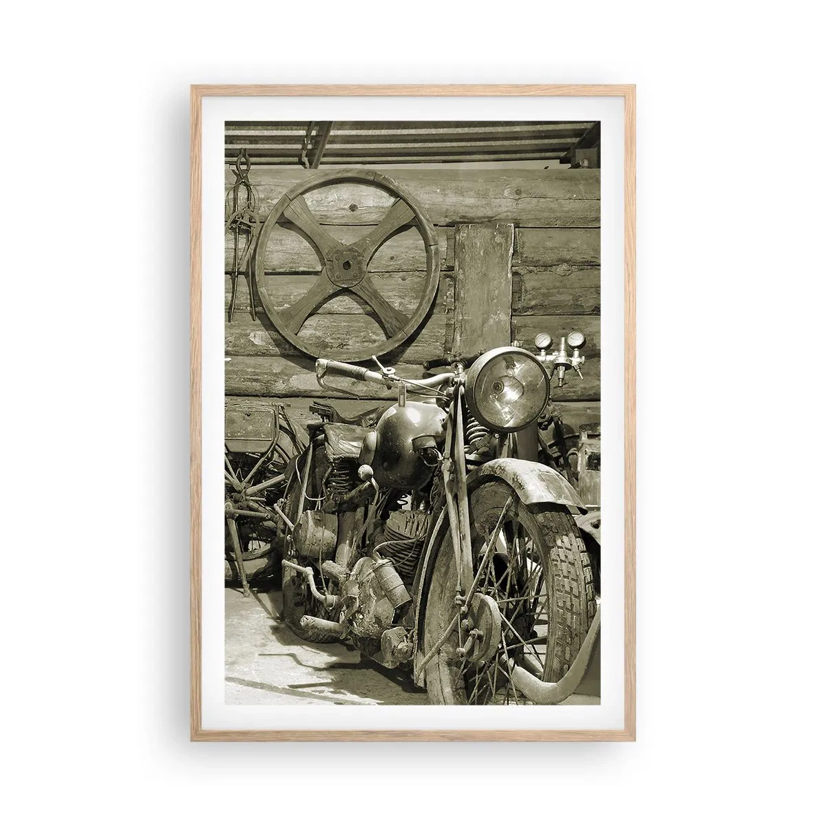 Poster in einem Rahmen aus heller Eiche - Im Schuppen von Onkel Władek - 61x91 cm