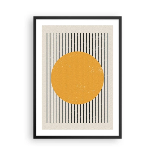 Poster in einem schwarzem Rahmen - Geometrische Komposition mit orangefarbenem Kreis und Linien - 50x70cm - Die Kraft der Einfachheit - Moderne Wanddekoration für Wohnzimmer und Schlafzimmer ARTTOR