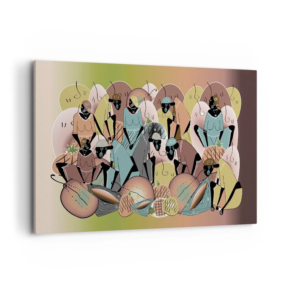 Bild auf Leinwand - Leinwandbild - Eine farbenfrohe abstrakte Komposition, inspiriert von der afrikanischen Kultur - 120x80cm - Ein toller Urlaub steht bevor - Moderne Wanddekoration für Wohnzimmer und Schlafzimmer ARTTOR