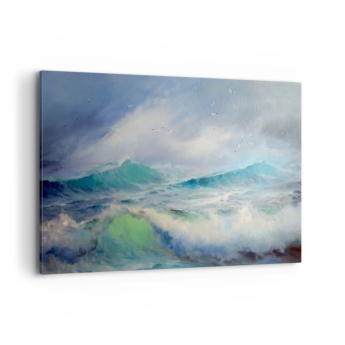 Bild auf Leinwand - Leinwandbild - Raue Wellen auf dem Ozean - 100x70cm - Der wind heulte mit Triumph - Moderne Wanddekoration für Wohnzimmer und Schlafzimmer ARTTOR