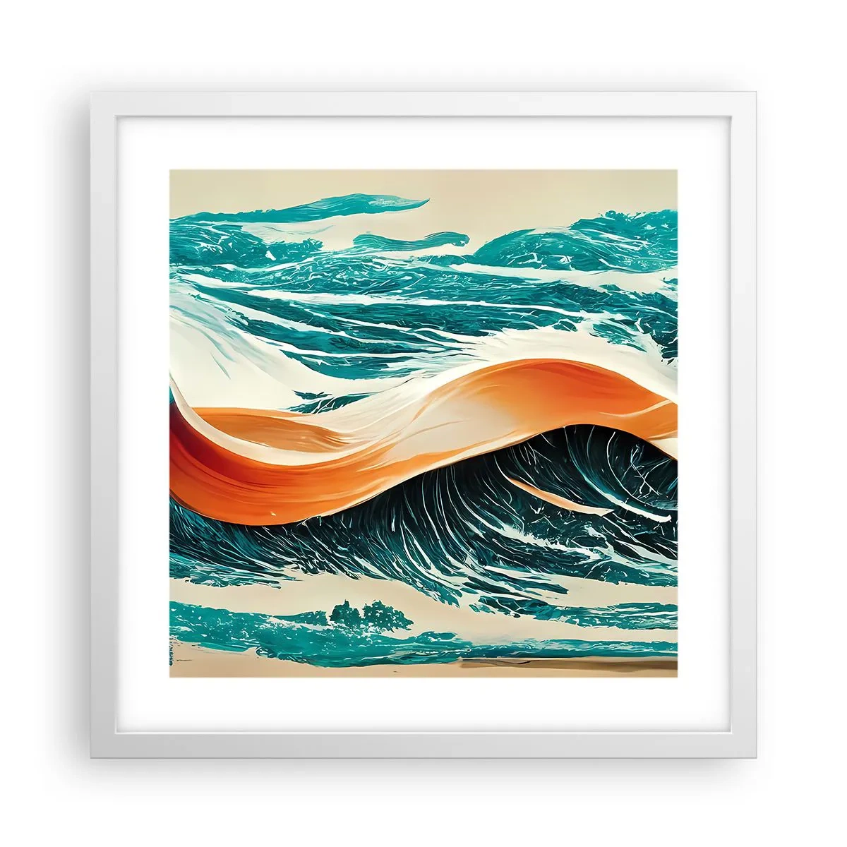 Poster in einem weißen Rahmen - Traum eines Surfers - 40x40 cm
