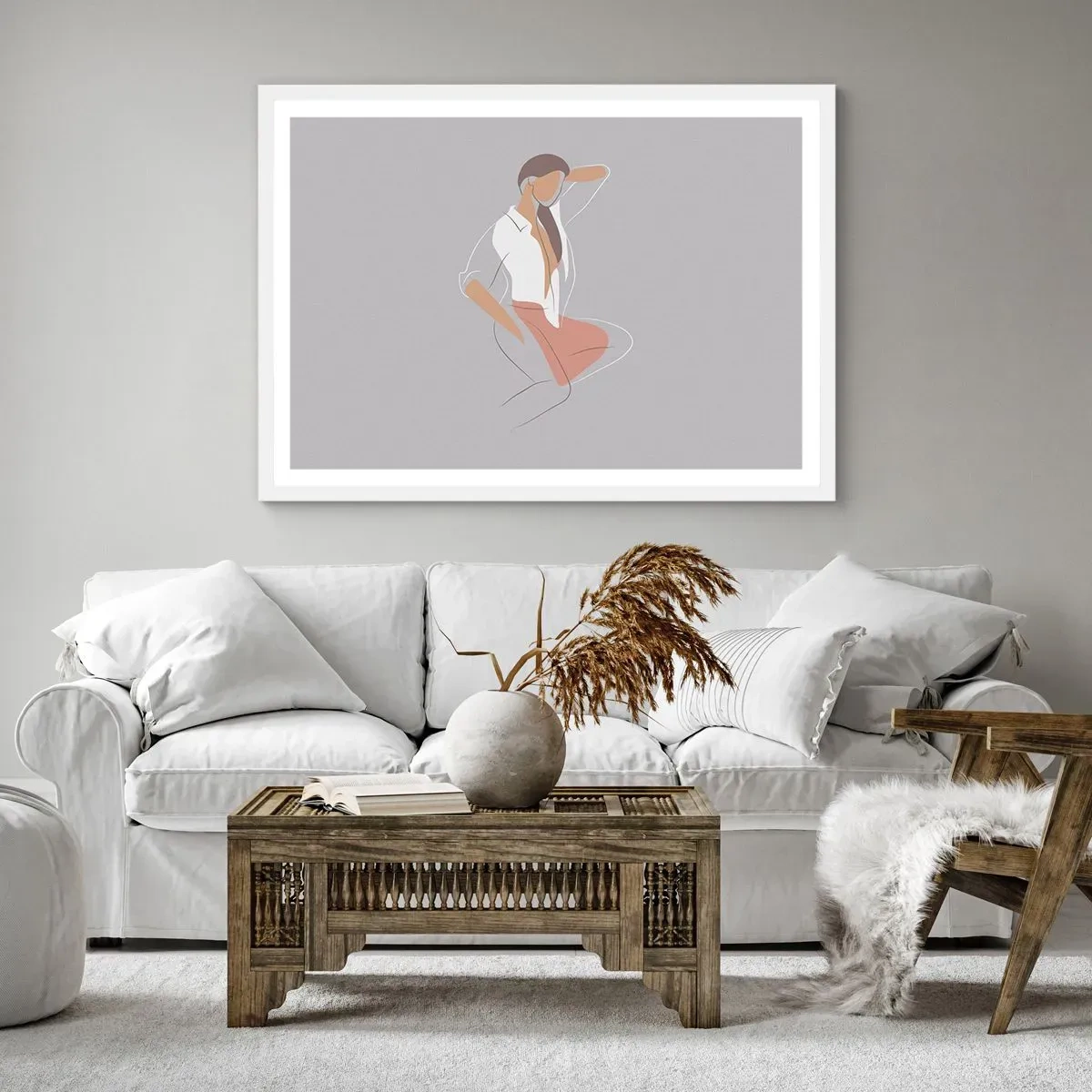 Poster in einem weißen Rahmen - Umriss der Anmut - 100x70 cm