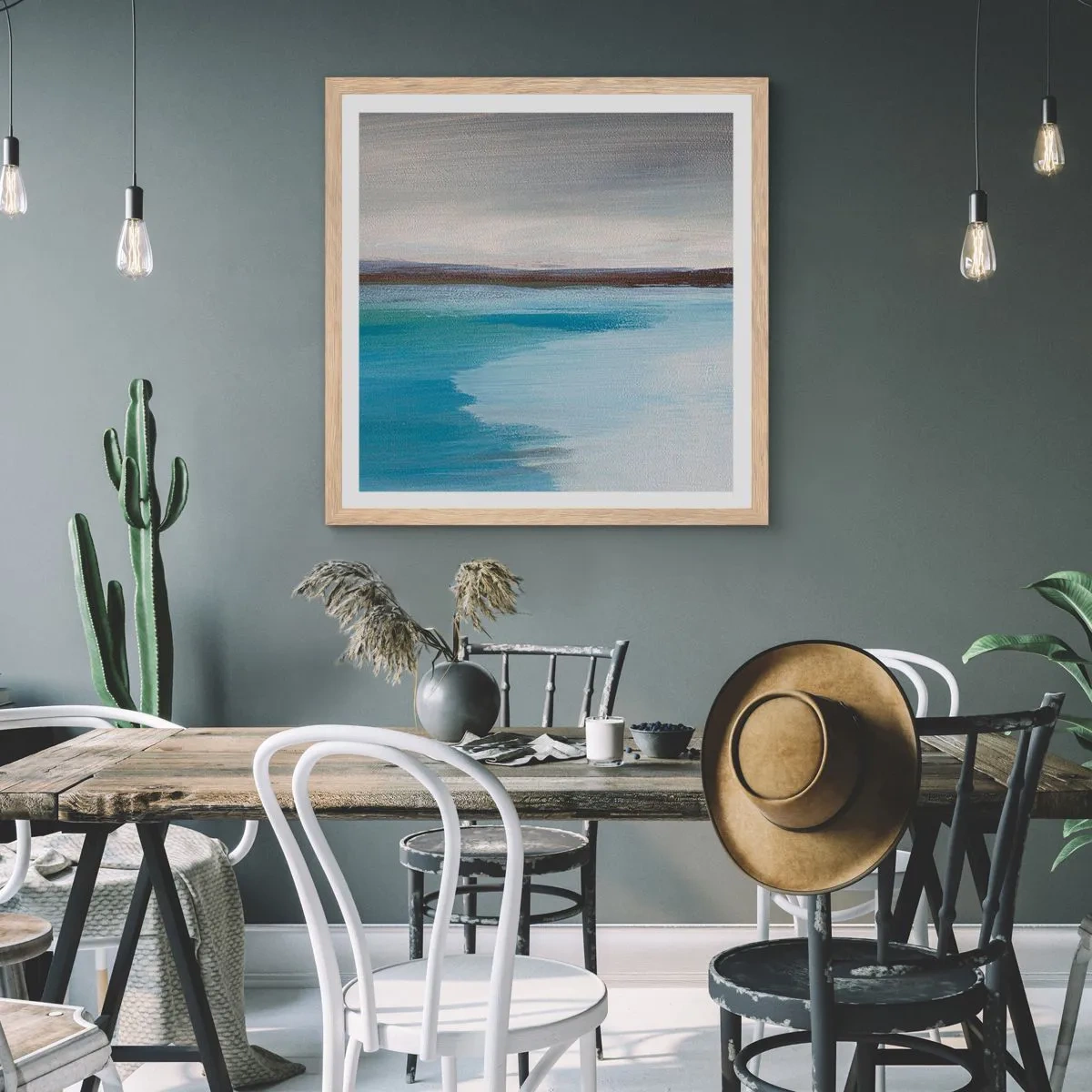 Poster in einem Rahmen aus heller Eiche - Horizontale Landschaft - 50x50 cm