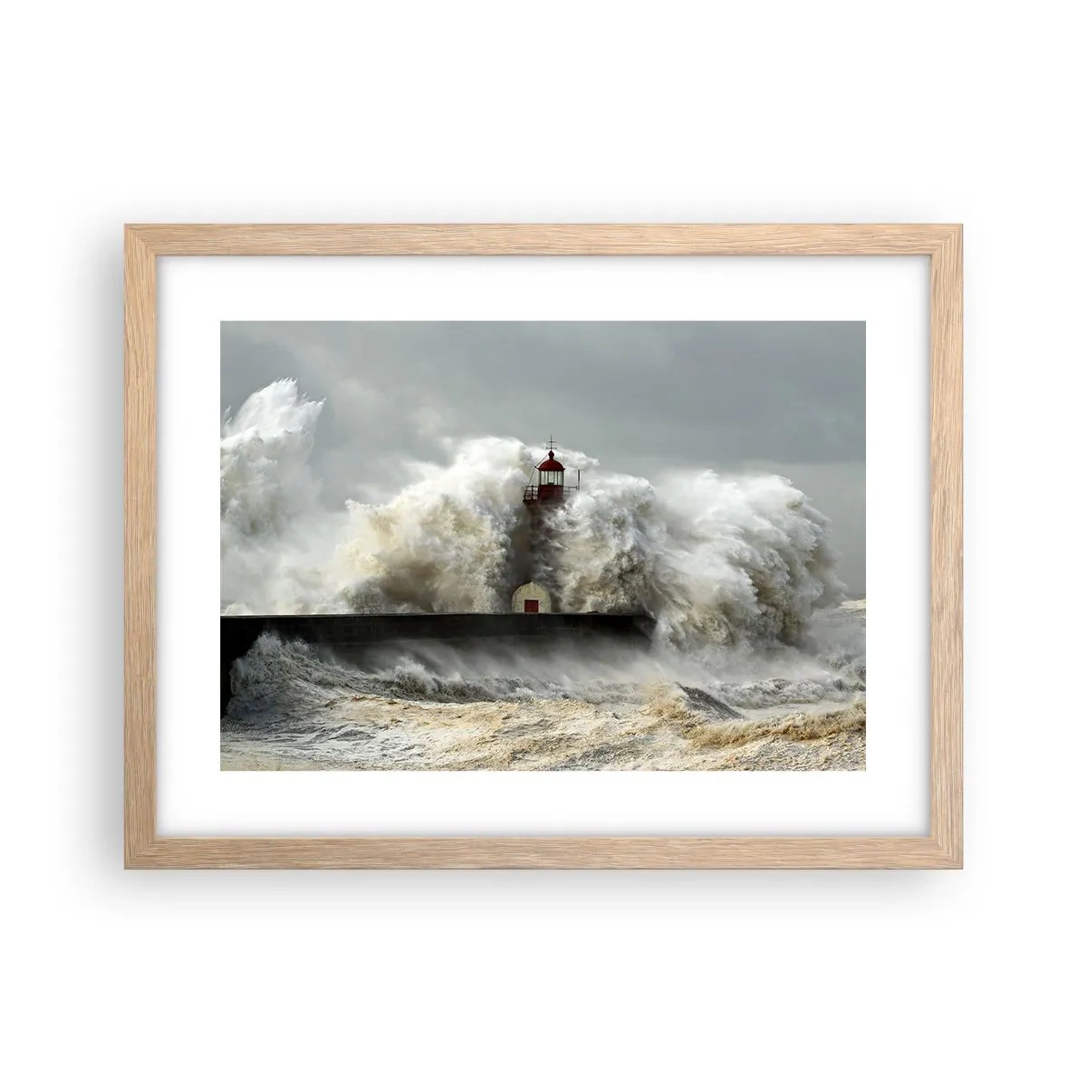 Poster in einem Rahmen aus heller Eiche - Die Wut des Ozeans - 40x30 cm