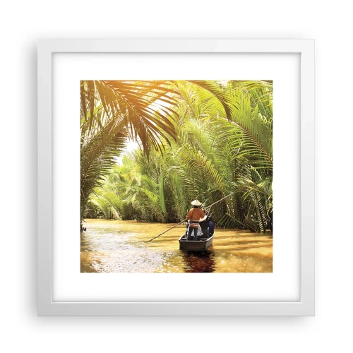 Poster in einem weißen Rahmen - Eine Palmenschlucht entlang - 30x30 cm