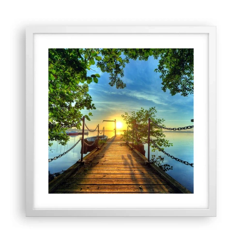 Poster in einem weißen Rahmen - Westen auf dem Wasser - 40x40 cm