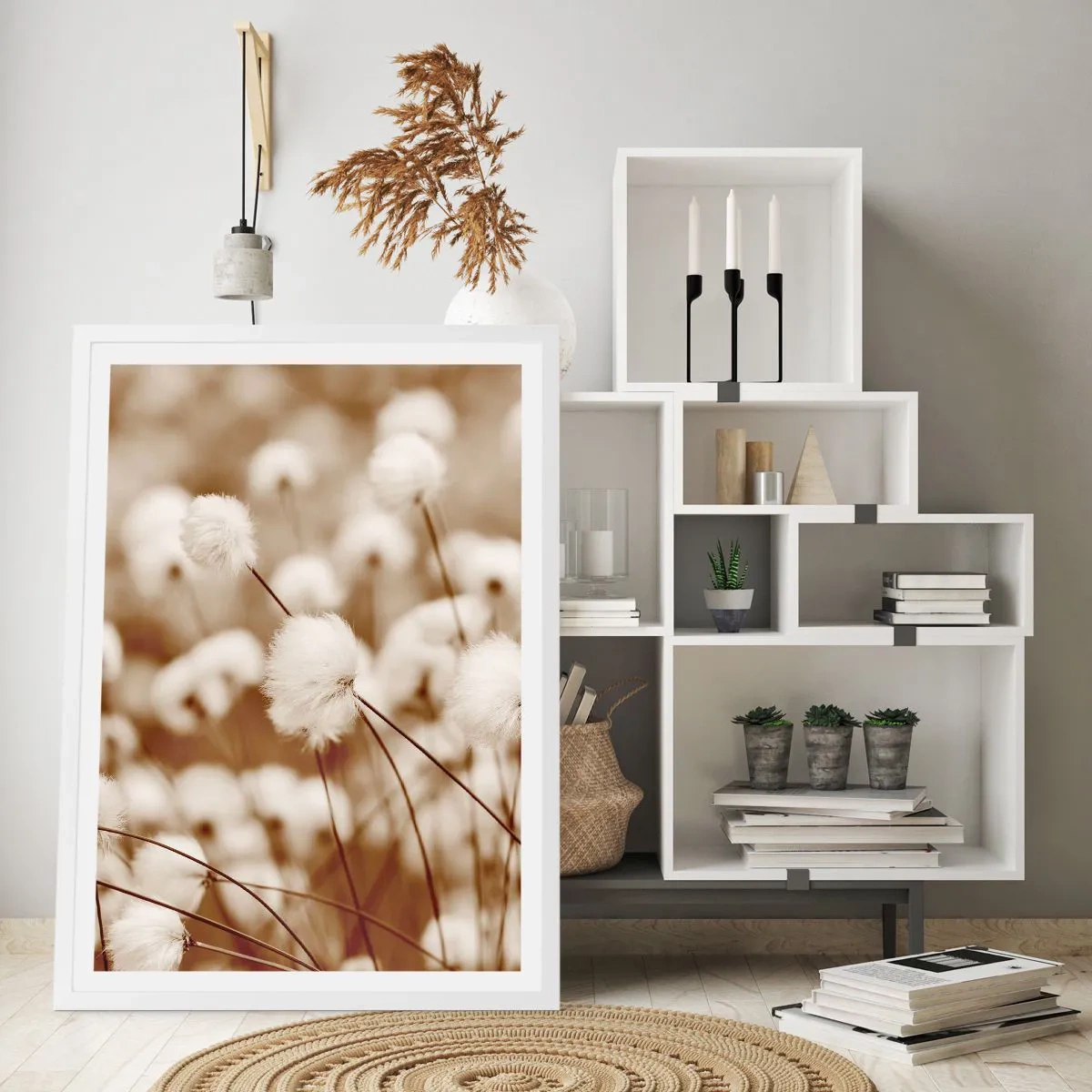 Poster in einem weißen Rahmen - Flauschiges Kornfeld - 50x70 cm