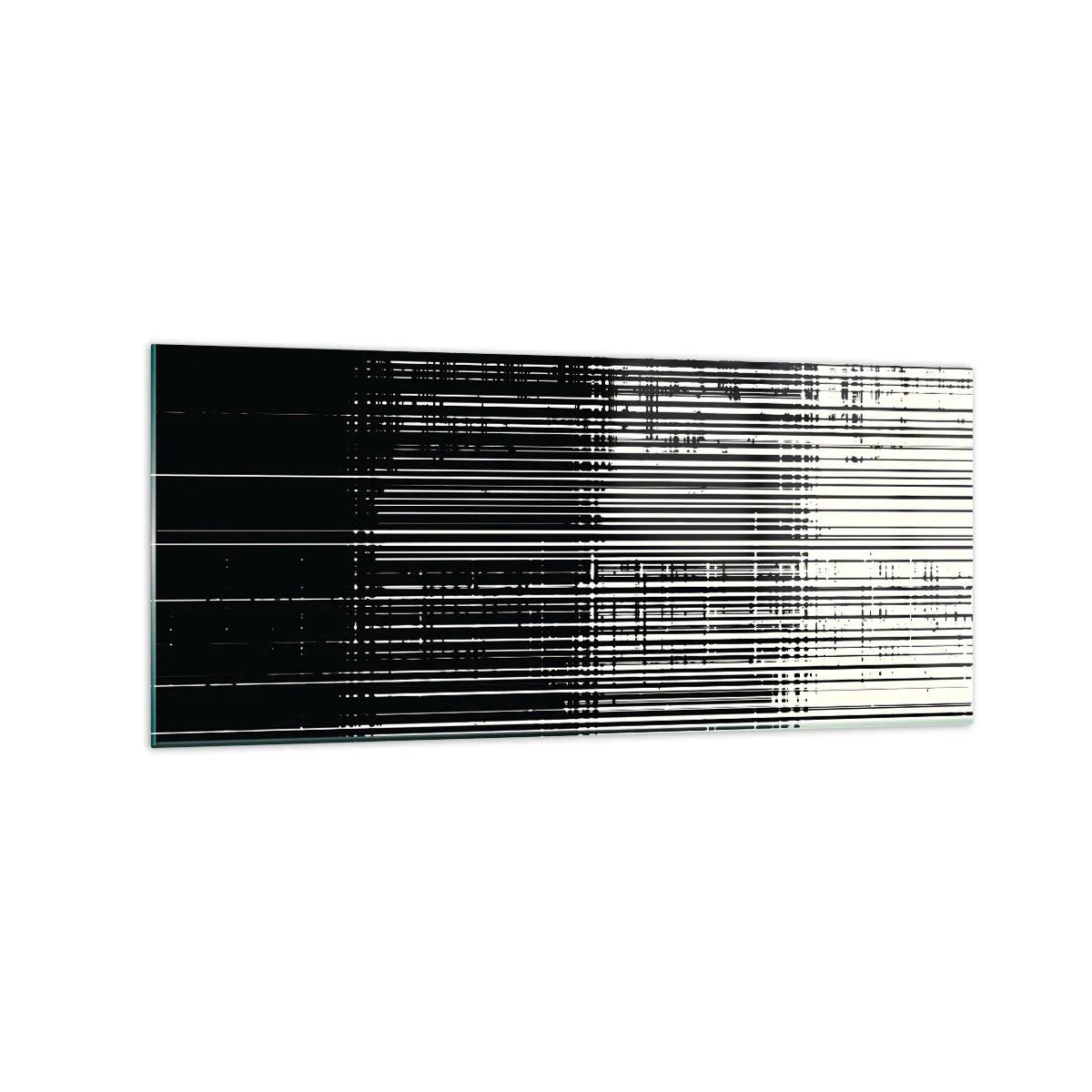 Glasbild - Bild auf glas - Abstrakte Linienkomposition in kontrastierendem Schwarz und Weiß - 120x50cm - Wellen und Vibrationen - Moderne Wanddekoration für Wohnzimmer und Schlafzimmer ARTTOR